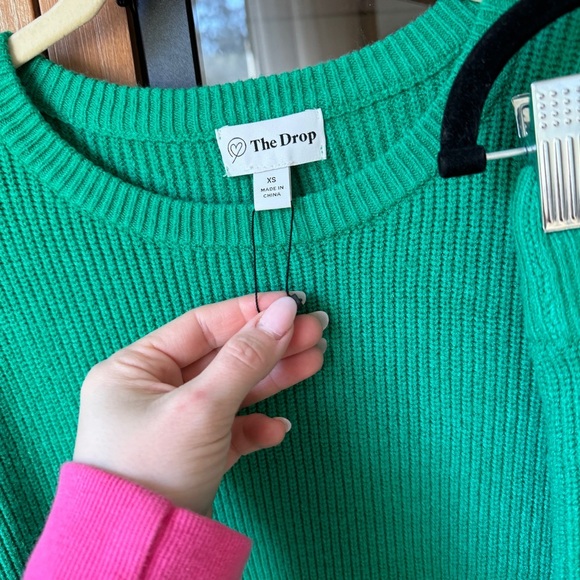 The Drop SET Alice CrewNeck top Slit Ribbed Pullover Sweater shorts jade kelly - Picture 4 of 8